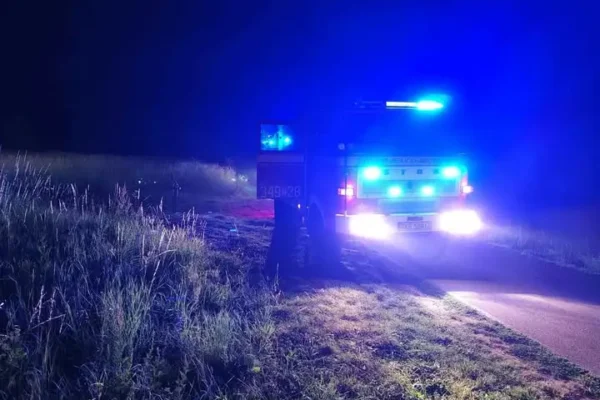 Nocny pożar zarośli przy ul. Naftowej – interwencja OSP Jedlicze