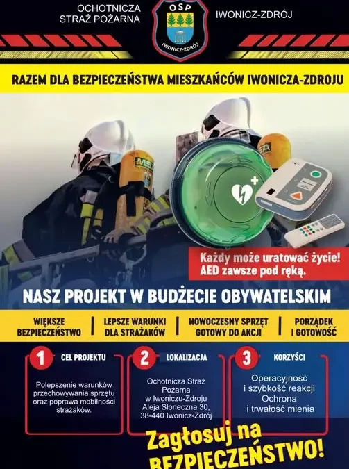 Strażacy z Iwonicza-Zdroju walczą o defibrylator AED w Budżecie Obywatelskim