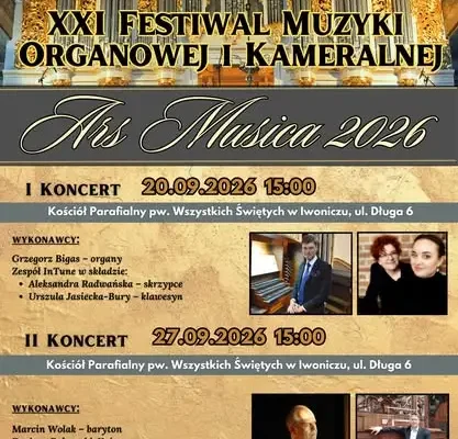 Ars Musica 2026 w Iwoniczu – trzy koncerty w zabytkowym kościele
