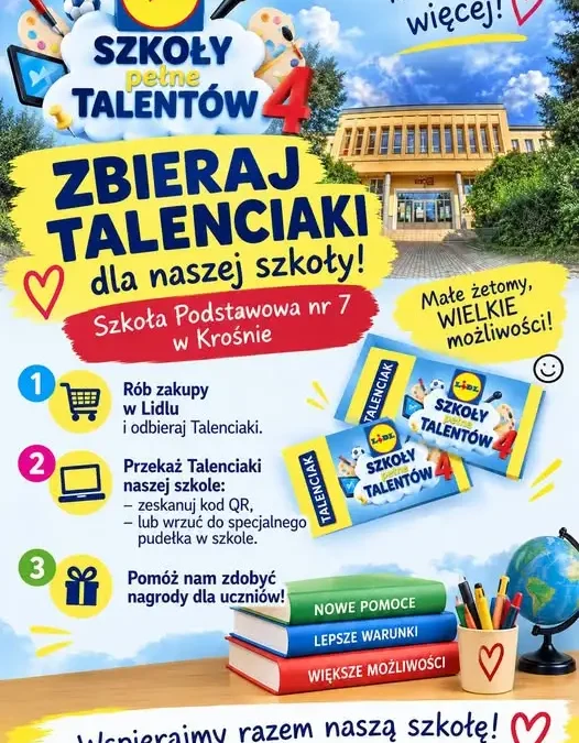 Szkoła Podstawowa nr 7 w Krośnie ponownie zbiera Talenciaki dla swoich uczniów