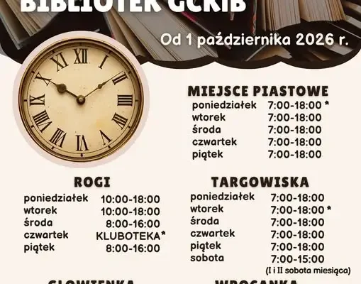 Nowe godziny otwarcia bibliotek w gminie Miejsce Piastowe od 1 października