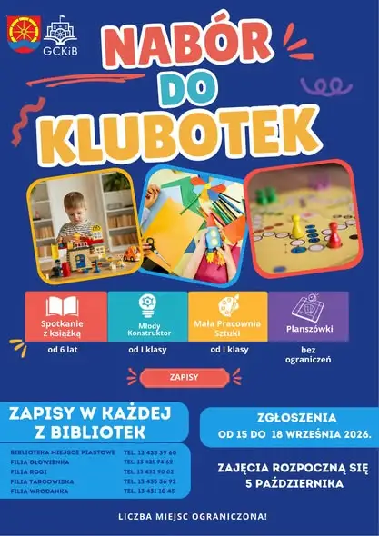 Kluboteka w Gminnym Centrum Kultury w Miejscu Piastowym – ruszają zapisy na zajęcia dla dzieci