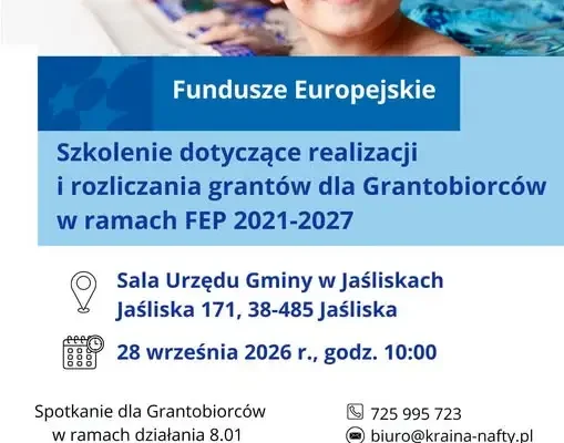 Szkolenie dla Grantobiorców FEP 2021-2027 w Jaśliskach – 28 września 2026