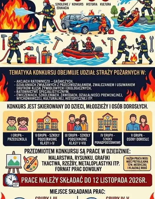 Konkurs plastyczny o straży pożarnej – eliminacje dla dzieci, młodzieży i dorosłych