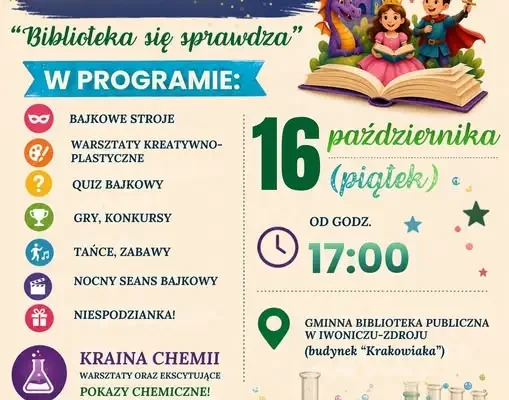 Noc Bibliotek w Iwoniczu-Zdroju: bajkowa noc dla dzieci już 16 października
