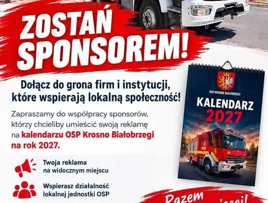 OSP Krosno Białobrzegi szuka sponsorów kalendarza na 2027 rok