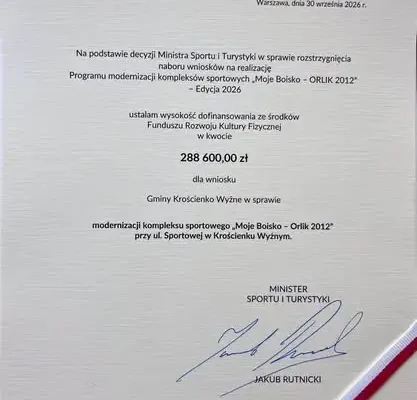 Krościenko Wyżne: 288 tys. zł na modernizację boisk przy ul. Sportowej