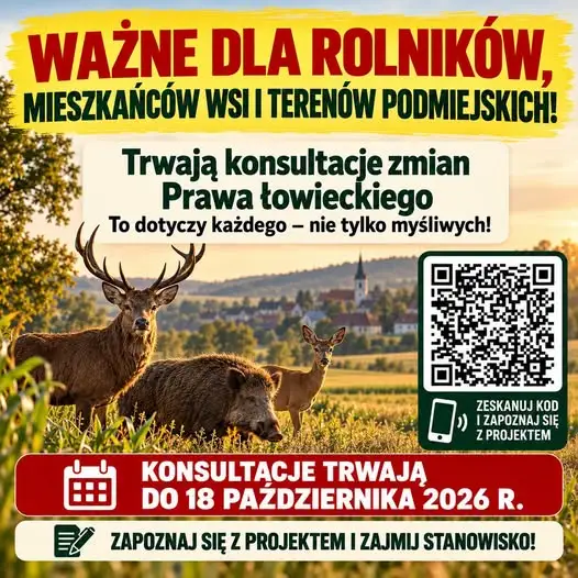 Konsultacje społeczne zmian Prawa łowieckiego – mieszkańcy gminy Iwonicz-Zdrój mogą zgłaszać uwagi do 18 października