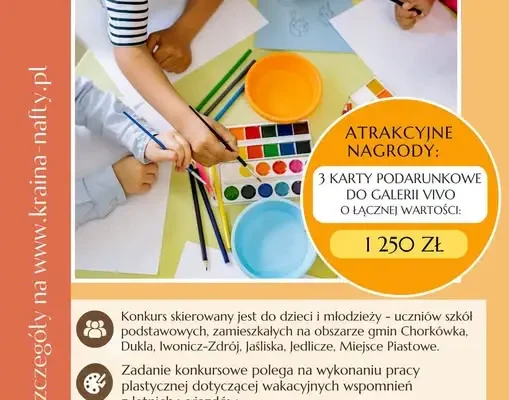 Konkurs plastyczny „Wakacyjne wspomnienia – europejskie inspiracje” dla dzieci z gmin LGD „Kraina Nafty”