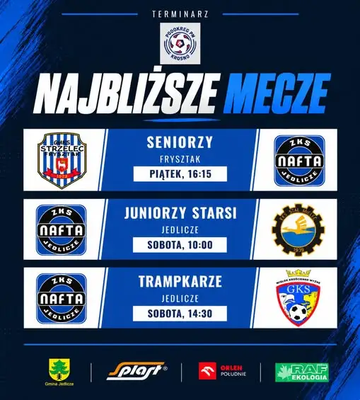 Terminarz Nafty Jedlicze: mecz wyjazdowy seniorów i dwa domowe spotkania