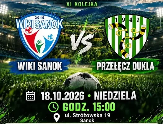 XI kolejka klasy okręgowej: Wiki Sanok zmierzy się z Przełęczą Dukla