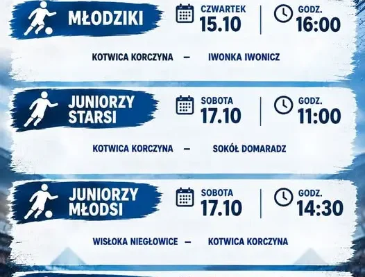 Kotwica Korczyna: plan meczów na najbliższe dni. Juniorzy starsi i seniorzy zmierzą się z liderami