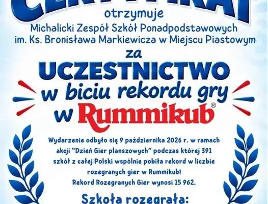 Miejsce Piastowe: szkoła w ogólnopolskim biciu rekordu w Rummikubie