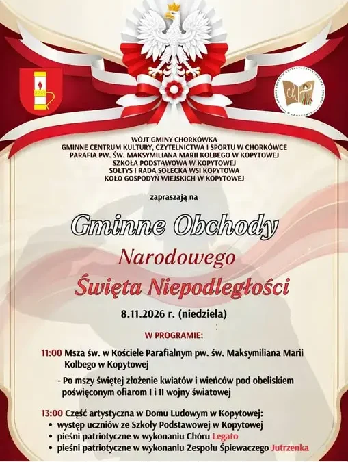 Gminne obchody Święta Niepodległości w Kopytowej – program i zaproszenie