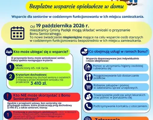 Bon Senioralny w Gminie Pasłęk – wnioski od 19 października