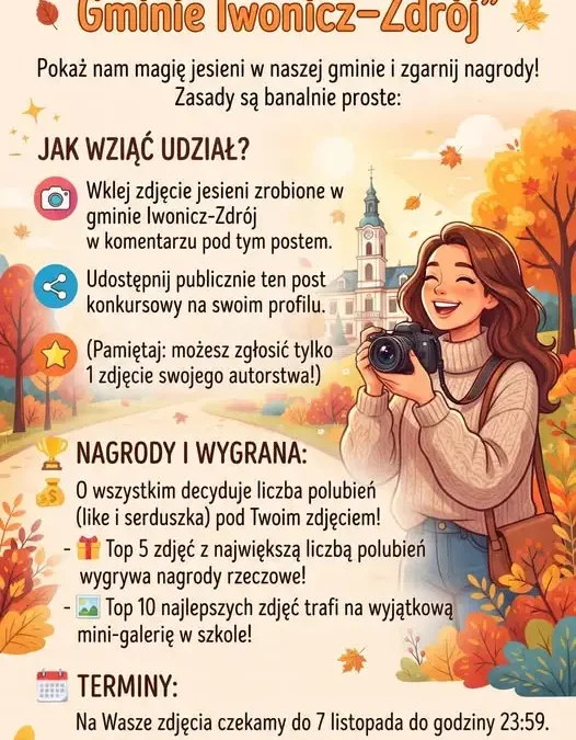 Konkurs fotograficzny „Złota Jesień w Gminie Iwonicz-Zdrój” – pokaż magię jesieni i wygraj nagrody