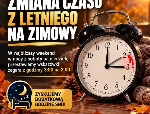 Zmiana czasu z letniego na zimowy – w nocy z soboty na niedzielę cofamy zegary