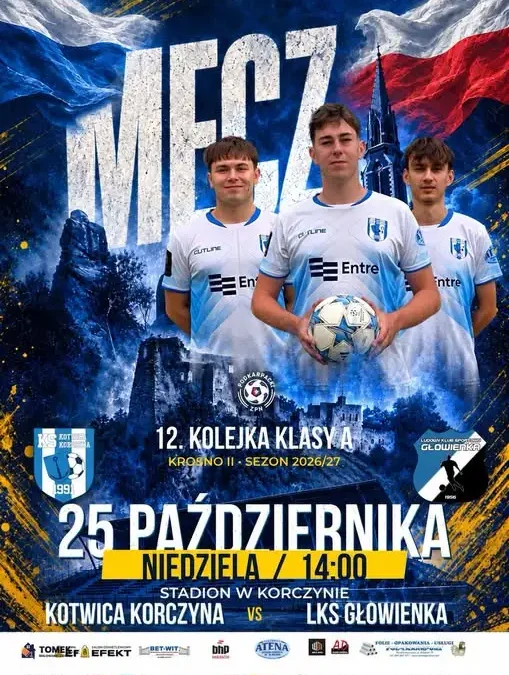 Kotwica Korczyna podejmie LKS Głowienkę w 12. kolejce klasy A