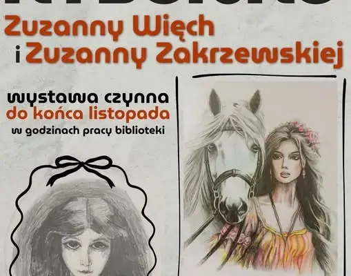 Wystawa prac Zuzanny Więch i Zuzanny Zakrzewskiej w bibliotece w Miejscu Piastowym