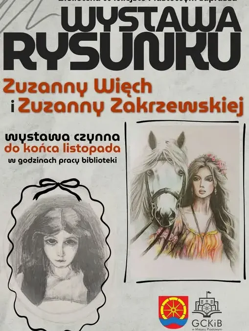 Wystawa prac Zuzanny Więch i Zuzanny Zakrzewskiej w bibliotece w Miejscu Piastowym