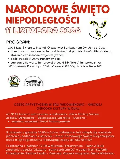 Gminne obchody Narodowego Święta Niepodległości w Dukli – program wydarzeń