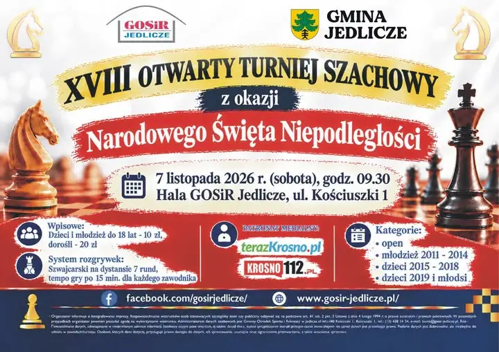 Gmina Jedlicze zaprasza na XVI Otwarty Turniej Szachowy