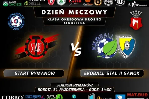 Start Rymanów zagra ze Stalą II Sanok. Kolejny domowy mecz w sobotę